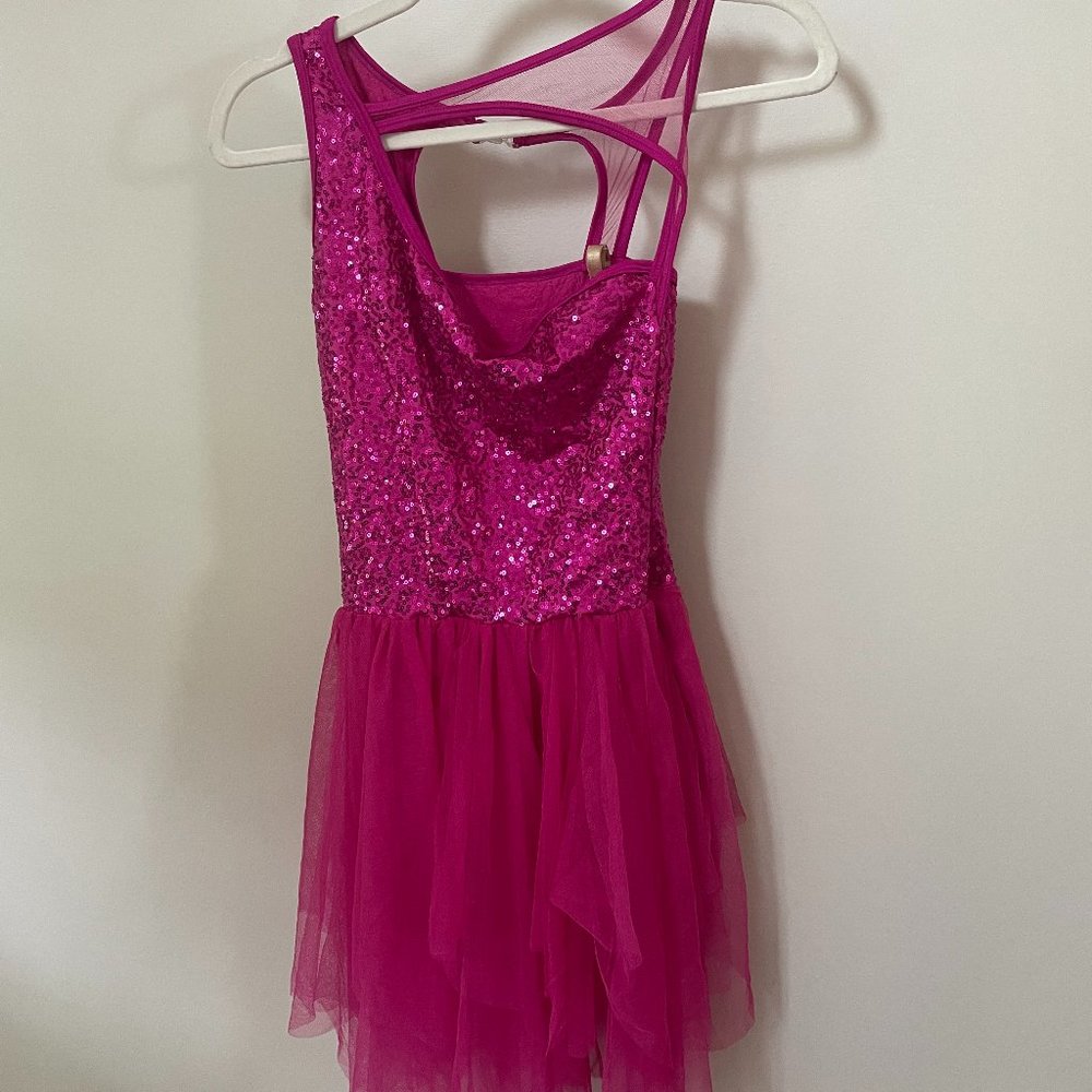 Hot pink figure skating dress